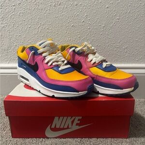 Nike (GS) AIR Max 90 LTR University Gold/Black-battle Blue-white CD6864 700 Sz 7